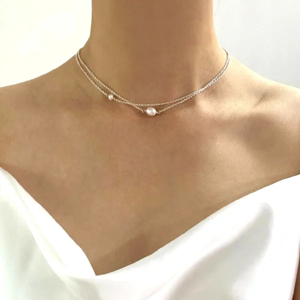 Collier perle unique d'eau douce