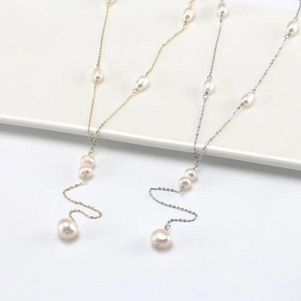 long collier perles argent 925