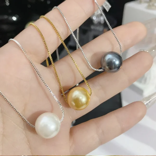 Collier en argent perle unique de Tahiti