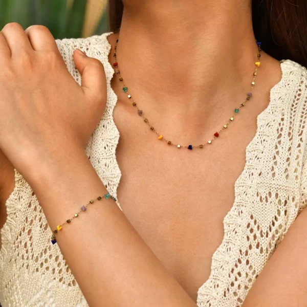 Collier et Bracelet bohèmes multicolore