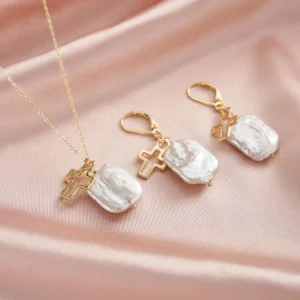 Collier et Boucles d'Oreilles en argent croix