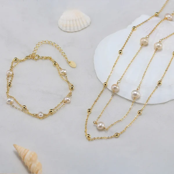 Collier et Bracelet fantaisie en argent perles d'eau douce