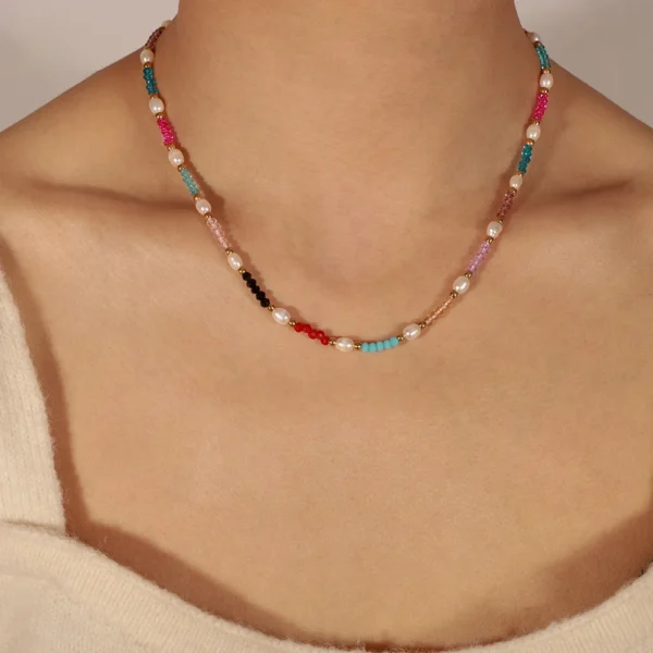 Collier bohème en perles naturelles