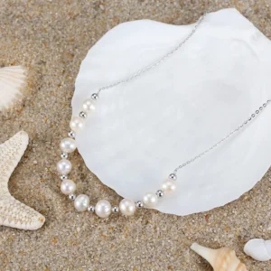 Collier de perles d'eau douce élégant en argent